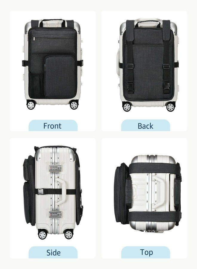 BS-VOG Over Luggage Organizer for Suitcase, Luggage Harness with Cup Holder, Portable Travel Backpack with Adjustable Straps, Hanging Suitcase Organizer for 16" Laptop, Passport - Image 3